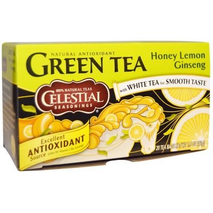 Celestial Seasonings, グリーンティー、ハニー レモン ジンセン、20ティーバッグ、1.5 oz (42 g)