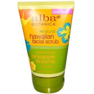 Alba Botanica, ナチュラル ハワイアン フェイシャル スクラブ, パイナップル酵素, 4 oz (113 g)