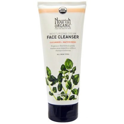 Nourish Organic, モイスチャライジング クリーム フェイス クレンザー、キューカンバー + ウォータークレス、6 fl oz (177 ml)