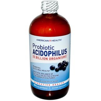 American Health, プロバイオティクス・アシドフィルス、天然ブルーベリー味、16 fl oz (472 ml)
