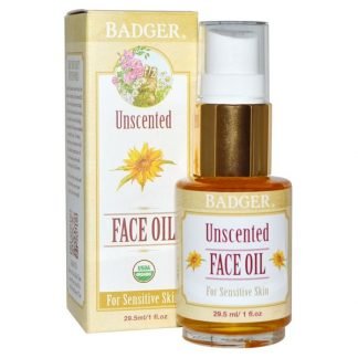 Badger Company, 無香フェイスオイル、敏感肌用、1 fl oz (29.5 ml)