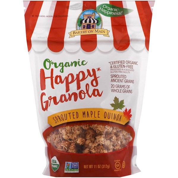 Bakery On Main, オーガニック、ハッピーグラノーラ、発芽メープルキノア、11 oz (312 g)