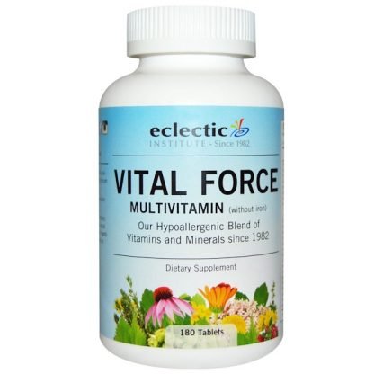Eclectic Institute, 生命力（Vital Force）, マルチビタミン, 鉄分なし, 180錠