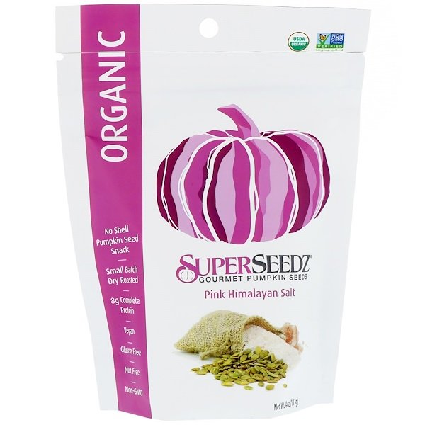 SuperSeedz, グルメパンプキンシード、オーガニック、ヒマラヤピンク岩塩、4 oz (113 g)