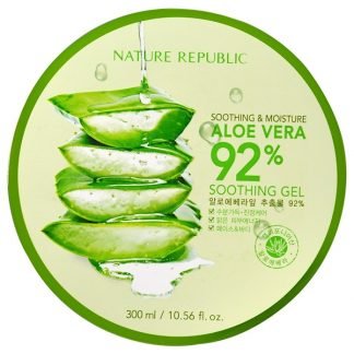 Nature Republic, スムース & モイスチャー アロエベラ 92% 鎮静ジェル、10.56 fl oz (300 ml)
