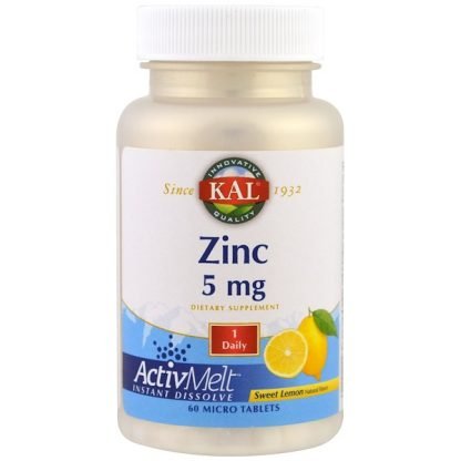 KAL, 亜鉛, スイートレモン, 5 mg , 極小錠剤60錠