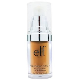 E.L.F. Cosmetics, ビューティフリーベア・ファンデーションセラム、 広域スペクトル SPF 25サンスクリーン、 ミディアム/ダーク、 0.47 液量オンス (14 ml)