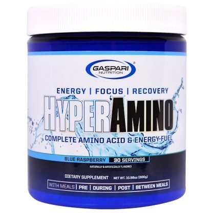 Gaspari Nutrition, HyperAmino（ハイパーアミノ）、コンプリートアミノ酸＆エネルギーフューエル、ブルーラズベリー、300g（10.58oz）