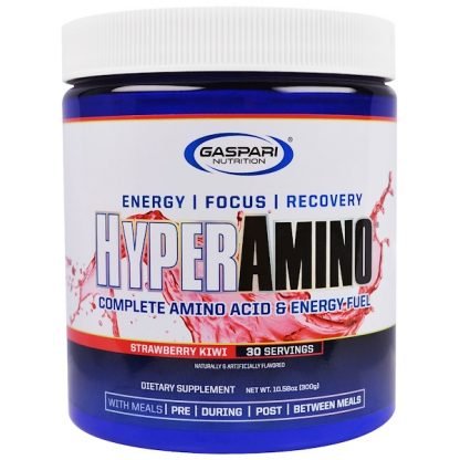 Gaspari Nutrition, HyperAmino（ハイパーアミノ）、コンプリートアミノ酸＆エネルギーフューエル、ストロベリーキウイ、300g（10.58oz）