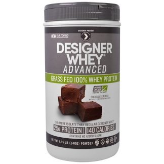 Designer Protein, デザイナー・ホエイ・アドバンスド、グラスフェッド100％ホエイプロテイン、チョコレートファッジ、1.85ポンド（840g）