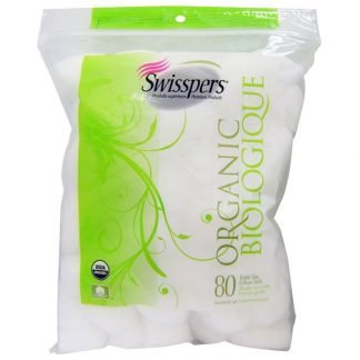 Swisspers (Organic Essentials), 3倍サイズのコットンボール, 80カウント
