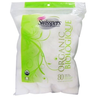 Swisspers (Organic Essentials), 3倍サイズのコットンボール, 80カウント