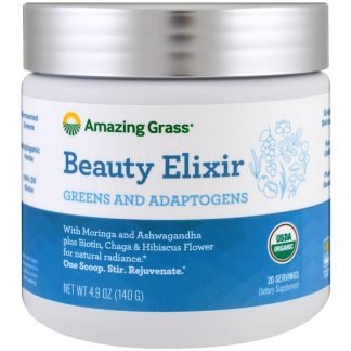 Amazing Grass, ビューティーエリキシル、グリーンアンドアダプトゲン、4.9オンス（140 g）