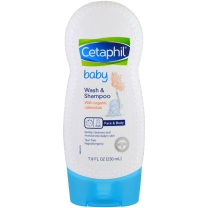 Cetaphil, オーガニックカレンデュラ入りベビー、ウォッシュ＆シャンプー、7.8液体オンス（230 ml）