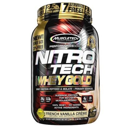 Muscletech, ニトロテク, 100% ホエイゴールド, フレンチバニラクリーム, 2.20 lbs (999 g)