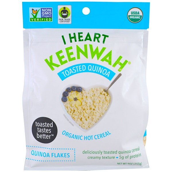 I Heart Keenwah, トーストキノア、オーガニックホットシリアル、キノアフレーク、9オンス (255 g)