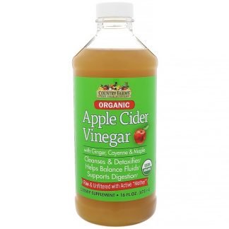 Country Farms, オーガニック、リンゴ酢（生姜、唐辛子、メイプル配合）、16 fl oz (473 ml)