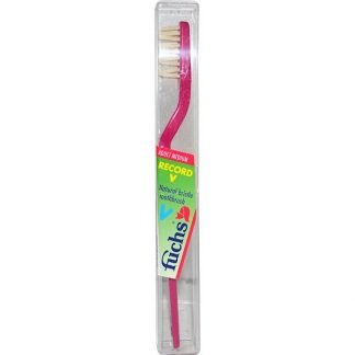 Fuchs Brushes, Record V Natural Bristle Toothbrush, Adult Medium
