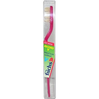 Fuchs Brushes, Record V Natural Bristle Toothbrush, Adult Medium