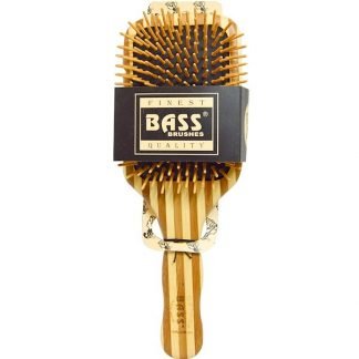 Bass Brushes, 大きな正方形のパドルブラシ（Large Square Paddle Brush）, 外皮を剥いだ竹の柄のクッション性ウッドブリストル, 1ヘアブラシ