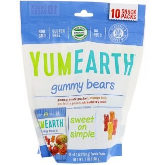 YumEarth, グミーベアーズ、詰合わせ、スナックパック10袋、各0.7 oz (19.8 g)