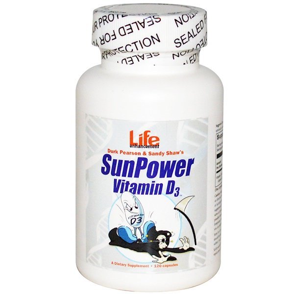Life Enhancement, サンパワー、ビタミン D3、120 カプセル