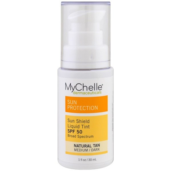 MyChelle Dermaceuticals, サンシールド・リキッドティント, SPF 50, ナチュラル・タン, 1液体オンス (30 ml)