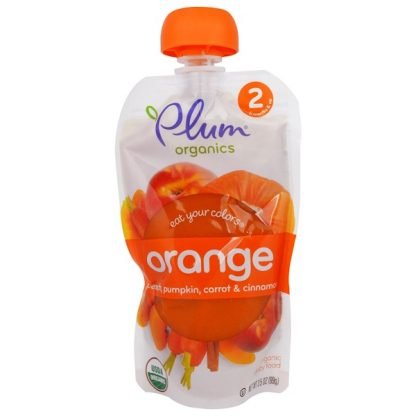 Plum Organics, イート・ユア・カラー、オレンジ：桃、かぼちゃ、ニンジン、シナモン、99g