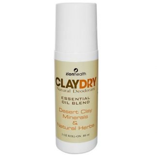 Zion Health, クレイドライ・ナチュラルロールオン・デオドラント、3オ​​ンス（89 ml） (Discontinued Item)