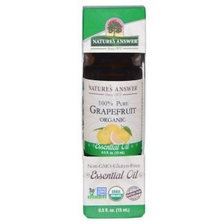 Nature's Answer, オーガニック エッセンシャルオイル、100% ピュア グレープフルーツ、0.5 fl oz (15 ml)
