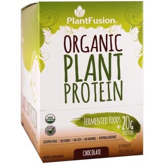 PlantFusion, オーガニック植物性タンパク質、チョコレート、12袋、各1.06オンス (30 g)