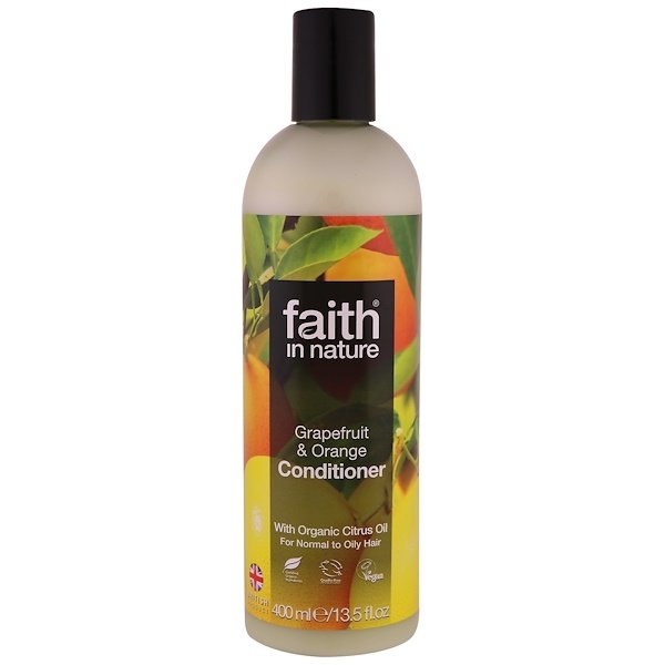Faith in Nature, コンディショナー、ノーマルからオイルヘア向け、グレープフルーツ&オレンジ、13.5液体オンス(400ml)