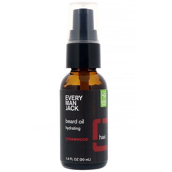 Every Man Jack, ビアードオイル、保湿、シダーウッド、1.0液体オンス(30 ml)