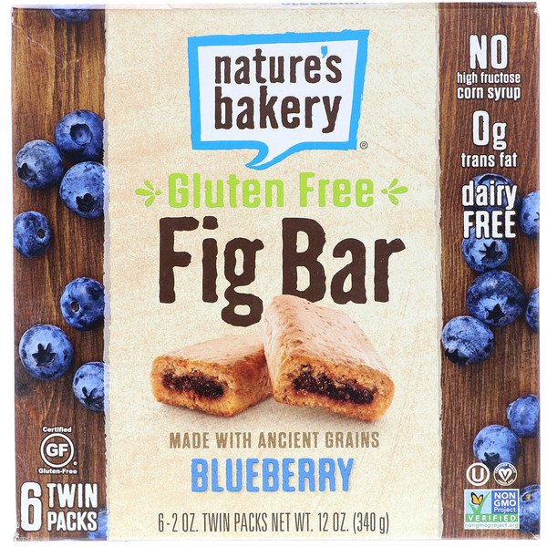 Nature's Bakery, グルテンフリーのイチジクバー、ブルーベリー、ツインパック6個、各2 oz