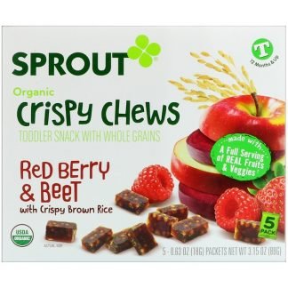 Sprout Organic, クリスピーチューズ、レッドベリー & ビート、5パック、各0.63オンス (18 g)