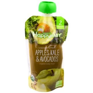 Happy Family Organics, Organic Baby Food, Stage 2, Clearly Crafted, 6+ Months, Apples, Kale & Avocados, 4 oz (113 g)