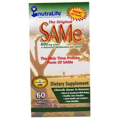 NutraLife, オリジナルSAMe、400mg、エンターリックコーティングカプレット60粒
