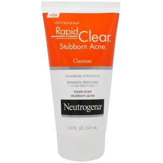 Neutrogena, ラピッドクリア、スタバーン・アクネクレンザー、最強力、5.0 液体 オンス（147 ml）