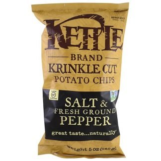 Kettle Foods, ポテトチップス、ソルト＆フレッシュグラウンドペッパー、5 oz (142 g)