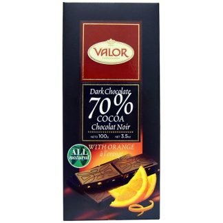 Valor, ダークチョコレート、 70% カカオ、 オレンジ入り、 3.5 オンス (100 g)