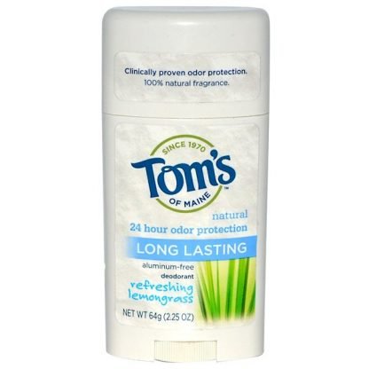 Tom's of Maine, 効果長持ちデオドラント, 爽やかなレモングラス, 2.25オンス (64 g)