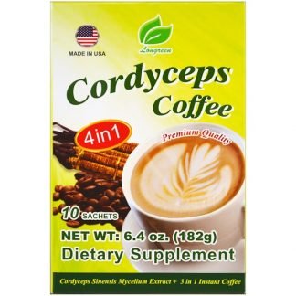 Longreen, 4イン1冬虫夏草コーヒー、10袋、6.4オンス (182 g)