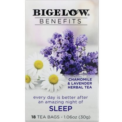 Bigelow, 効能、睡眠、カモミール & ラベンダーハーブティー、ティーバッグ18袋、1.06 oz (30 g)