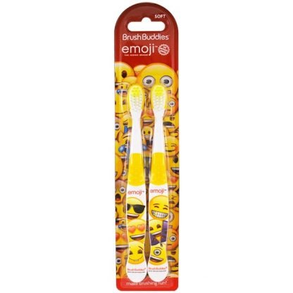 Brush Buddies, 絵文字歯ブラシ、ソフト、２パック