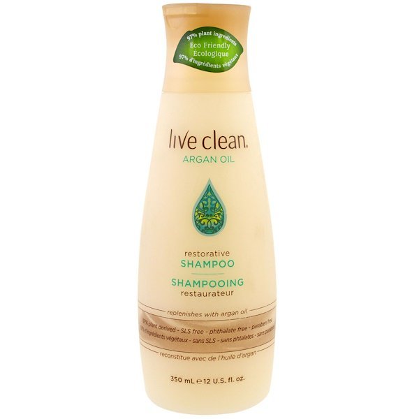 Live Clean, リストレーティブシャンプー、アルガンオイル、12 fl oz (350 ml)