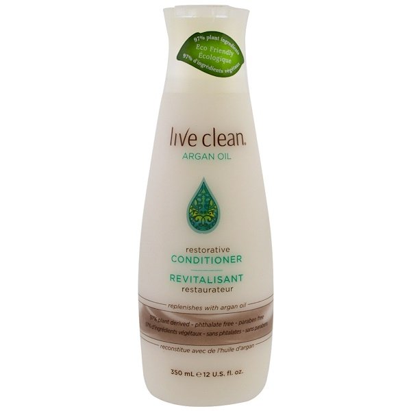 Live Clean, 修復コンディショナー, アルガン油, 12液量オンス (350 ml)