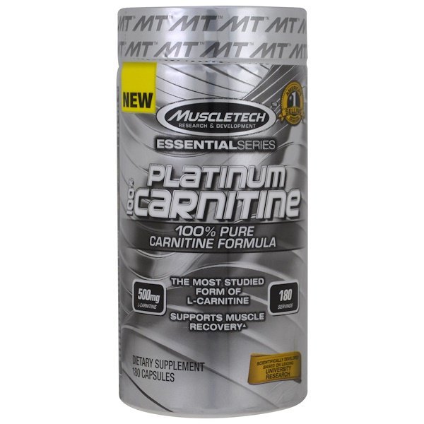 Muscletech, Platinum 100% Carnitine, 500 mg, 180 Capsules