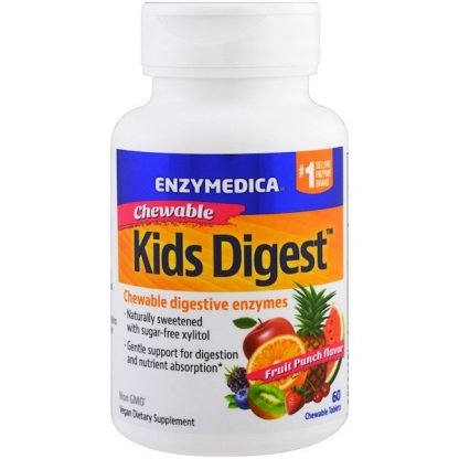 Enzymedica, キッズダイジェスト、チュアブル消化酵素、チュアブル錠60錠