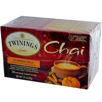 Twinings, チャイ、パンプキンスパイス、ティーバッグ20個、40g