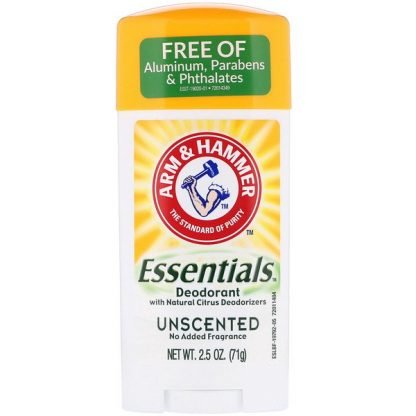 Arm & Hammer, エッセンシャルズナチュラルデオドラント、男女用、無香性、2.5オンス (71 g)